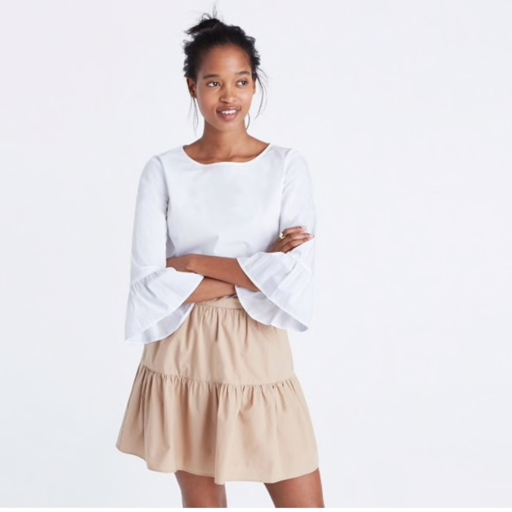 Madewell White Bell Sleeve Popover Shirt - size M